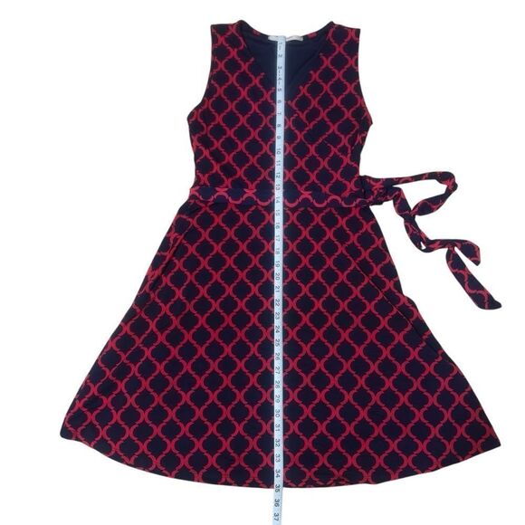 41 Hawthorn Red Navy V-Neck Sleeveless Dress SMALL - Picture 2 of 12